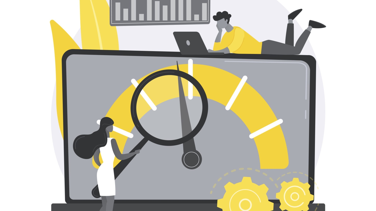 Benchmark testing abstract concept vector illustration. Benchmarking software, product performance indicator, load testing, performance characteristics, competitive products test abstract metaphor.