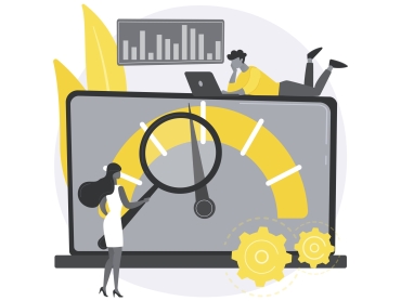 Benchmark testing abstract concept vector illustration. Benchmarking software, product performance indicator, load testing, performance characteristics, competitive products test abstract metaphor.